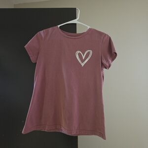 SHEIN Mauve Heart Print Tee